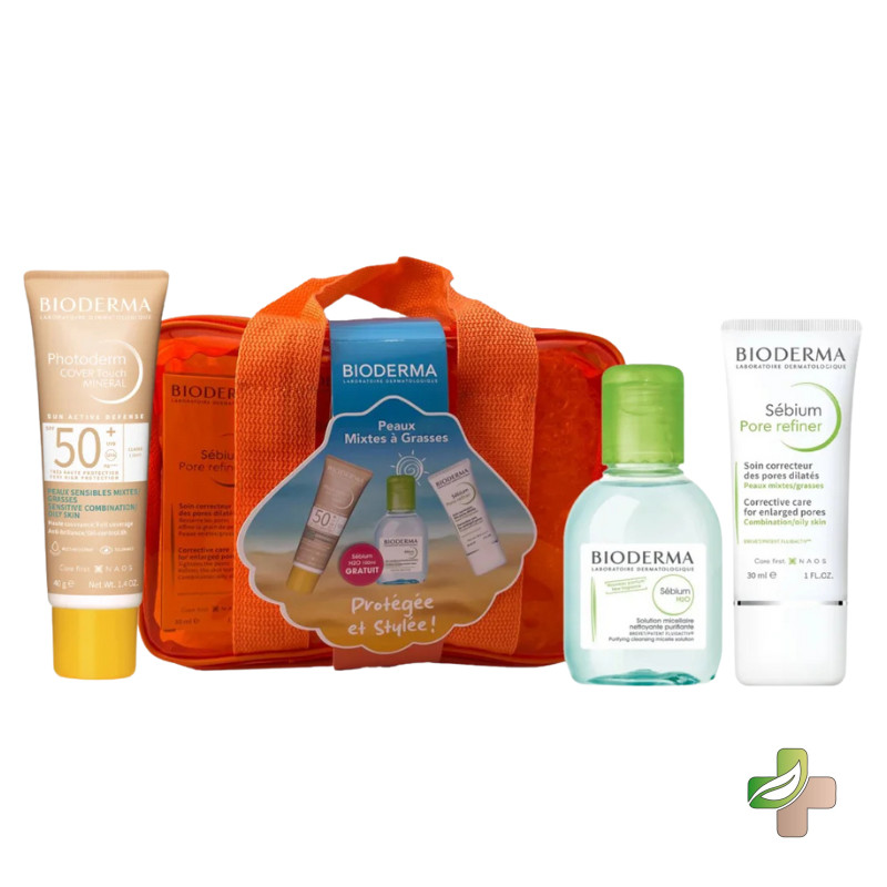 BIODERMA TROUSSE SEBIUM PORE REFINER 30ML+PHOTODERM COVER TOUCH MINERAL LIGHT 50SPF+ 40ML+SEBIUM H2O MICELLAIRE 100ML (OFFERT)
