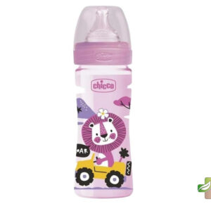 Chicco Biberon Well-Being – 330ml – Tétine silicone – Rose 4M+
