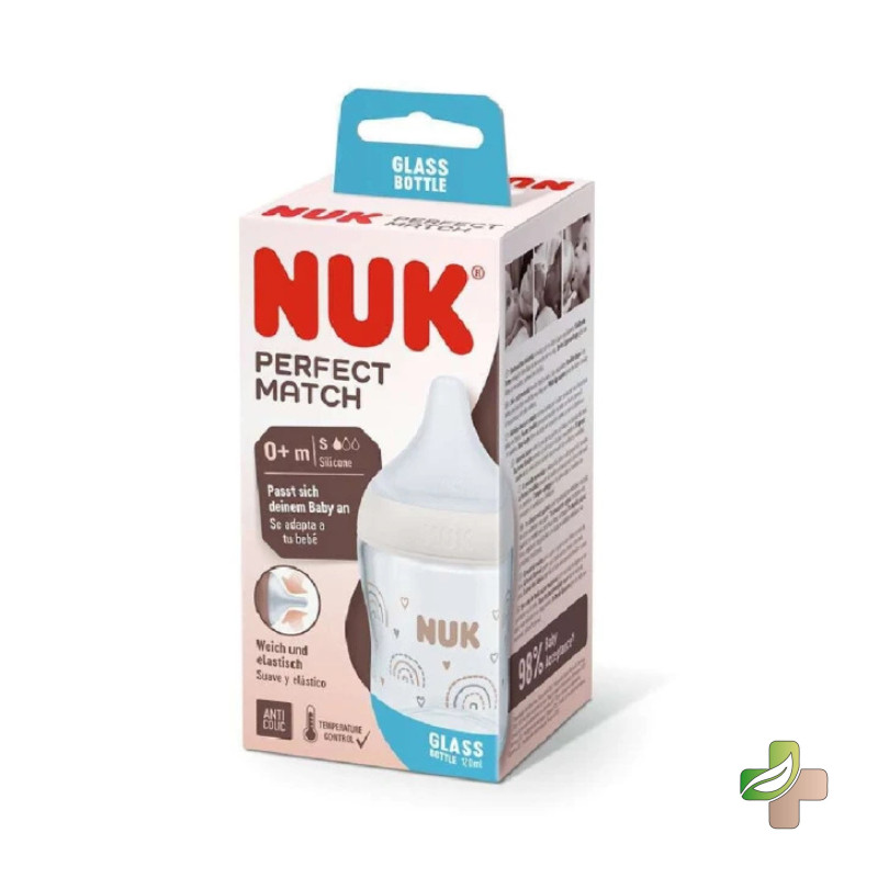 NUK PERFECT MATCH BIBERON EN VERRE BLANC 120ML 0M+