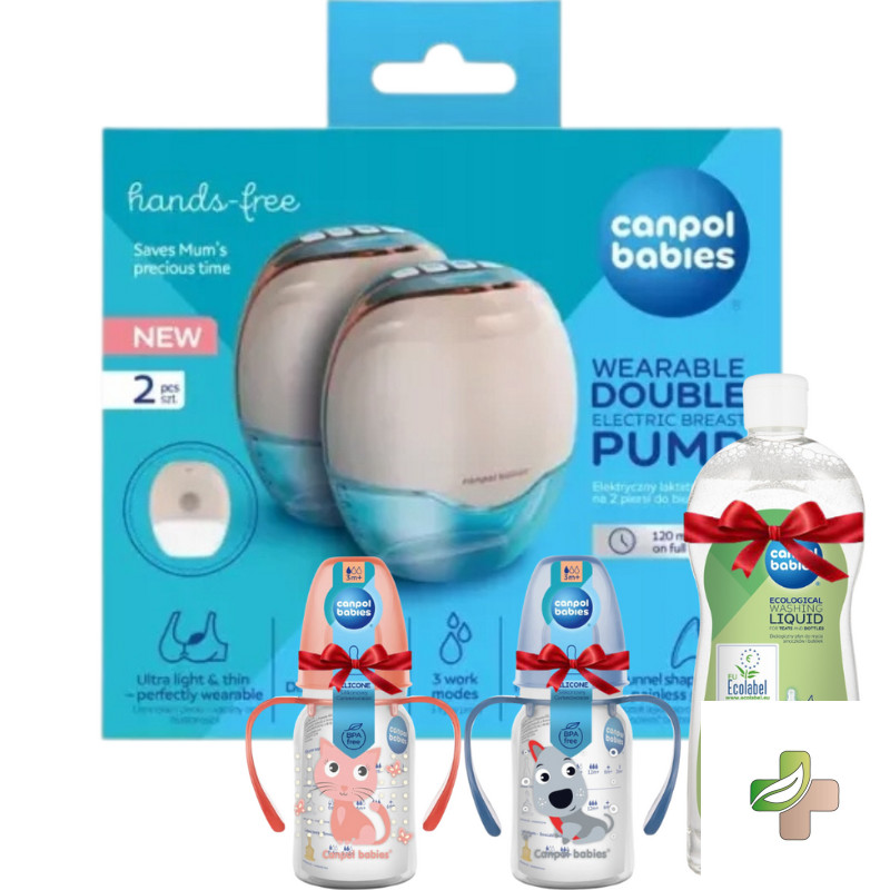 CANPOL BABIES 2 TIRE LAIT ELECTRIQUE SANS FIL MAIN LIBRE+2 BIBERONS (OFFERT)+LIQUIDE DE RINCAGE (OFFERT)