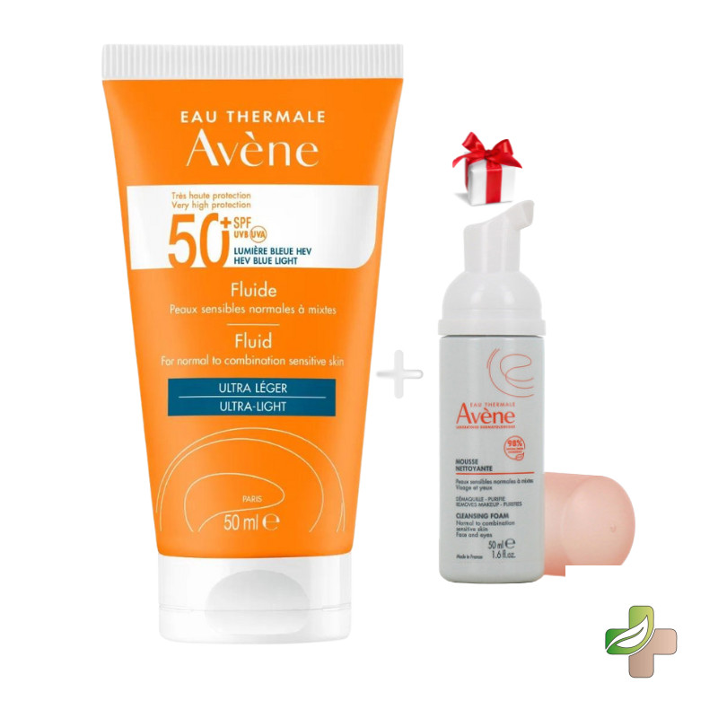 Avène Fluide Spf 50 + + Mousse Nettoyante 50 Ml Offerte