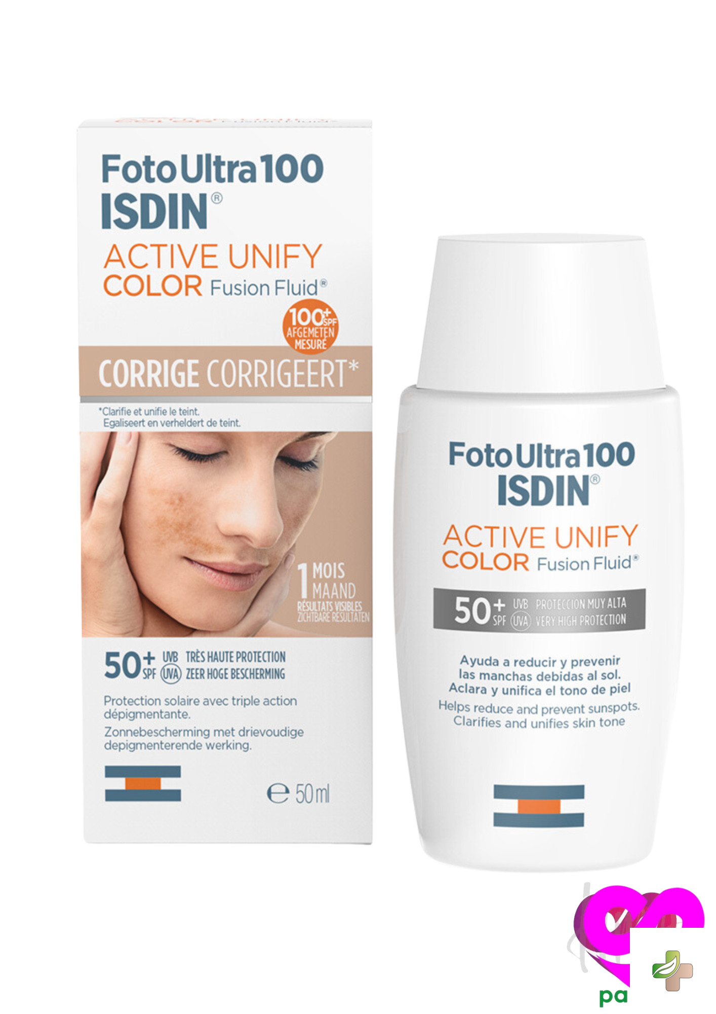 Foto Ultra 100 Isdin Active Unify Color Fusion Fluid SPF 50+