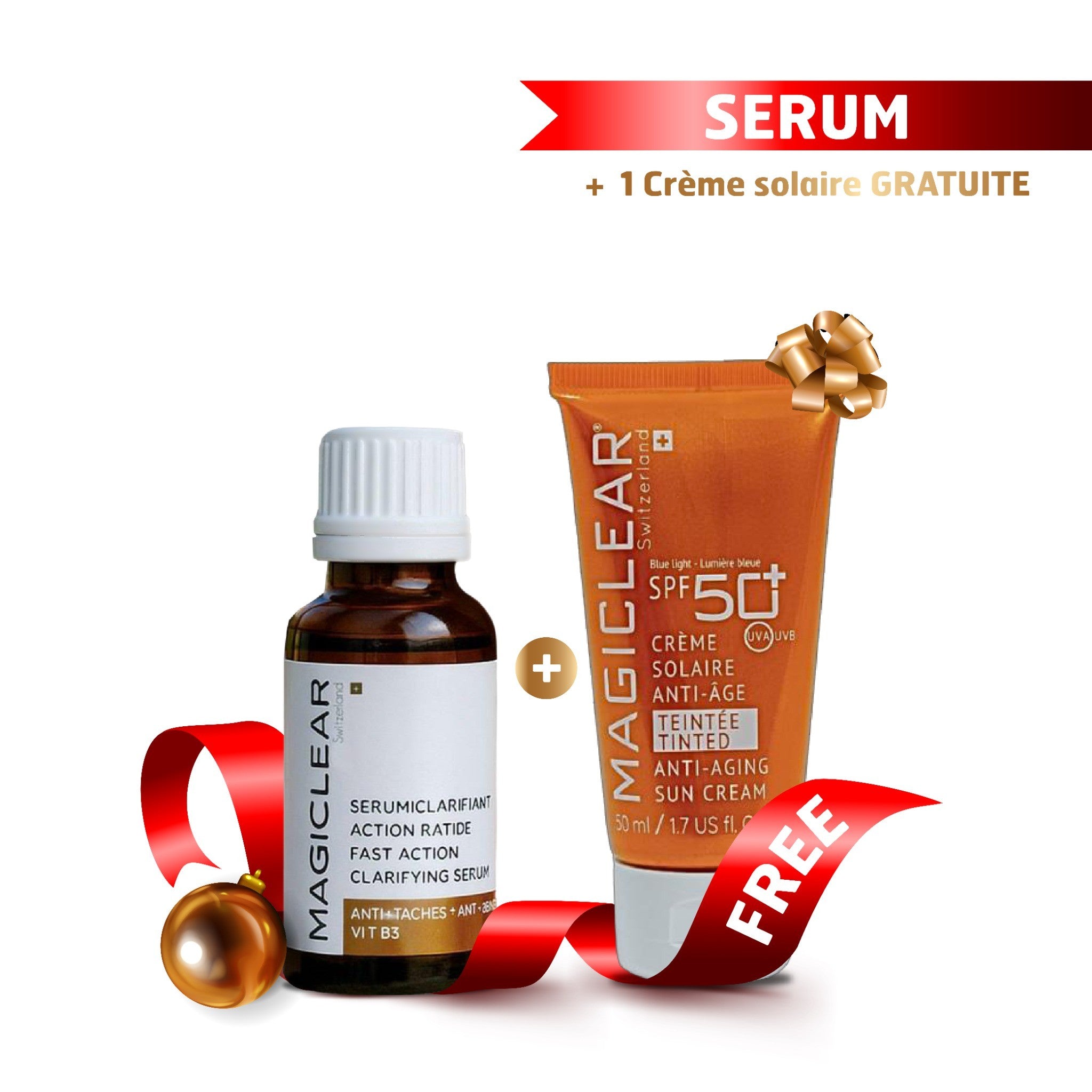 Pack Anti-Taches: Sérum Clarifiant + Crème Solaire Teintée SPF 50+ Gratuite