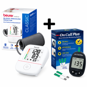 Beurer Tensiomètre BM 23 + Glucometre On Call Plus + Stylo + 10 Lancette + 25 Bandlette