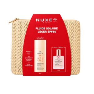 NUXE Fluide Solaire Léger SPF50+ 50 ml & Huile Prodigieuse Florale 10 ml Offerte avec Trousse Offerte