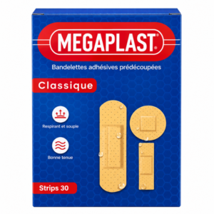 MEGAPLAST Classique Strips 30 Bandelettes adhésives prédécoupées