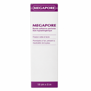 MEGAPORE Bande adhésive perforée Soie hypoallergenique 18cmx5m